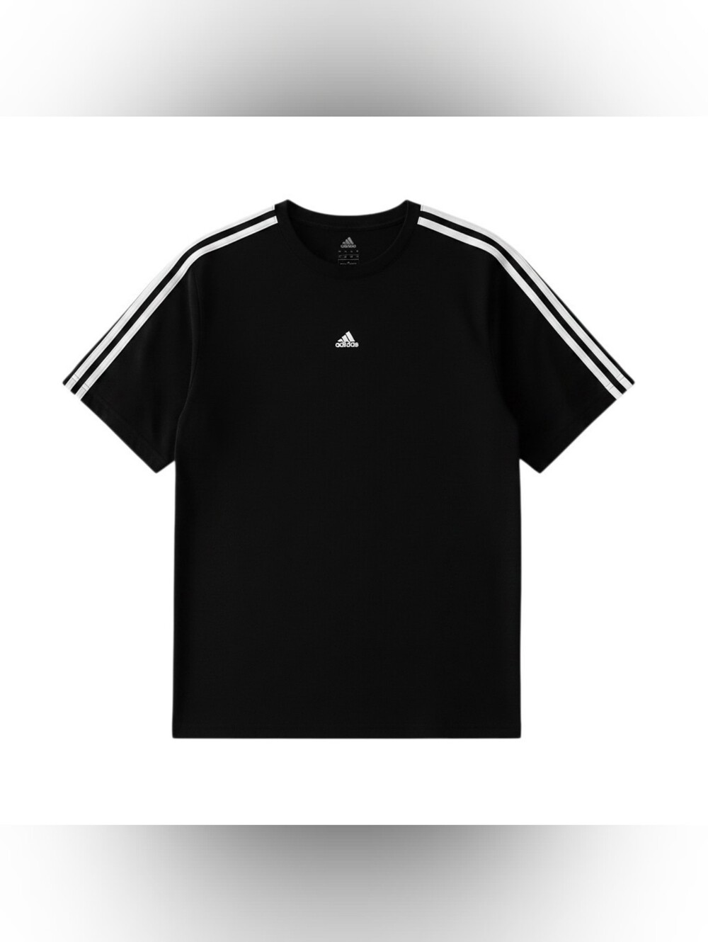 adidas Men's XL Black White 3 Stripes Athletic Performance T-Shirt Short Sleeve